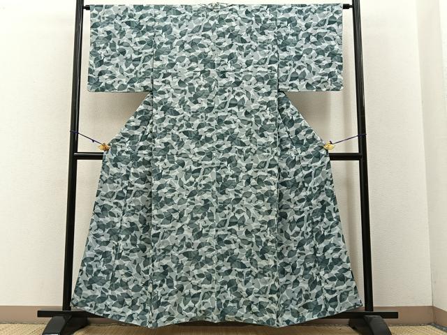 平和屋着物■上質な小紋 草葉シルエット 正絹 逸品 BAAW5847hj