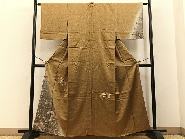 平和屋着物■訪問着 刺繍 地紙花文 暈し染め 金銀彩 三越扱い 正絹 逸品 BAAW5853hj