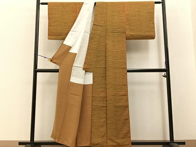 平和屋着物■上質な小紋 横縞 正絹 逸品 BAAW5870hj