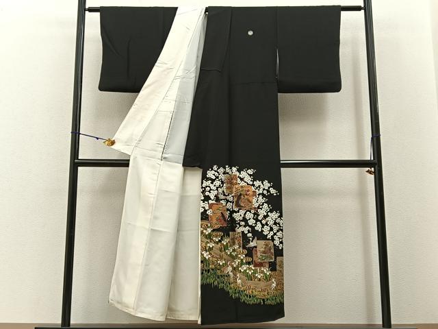 平和屋着物■豪華黒留袖 作家物 破れ色紙平安人物花鳥文 金彩 正絹 逸品 BAAW5880hj