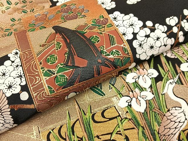 平和屋着物■豪華黒留袖 作家物 破れ色紙平安人物花鳥文 金彩 正絹 逸品 BAAW5880hj