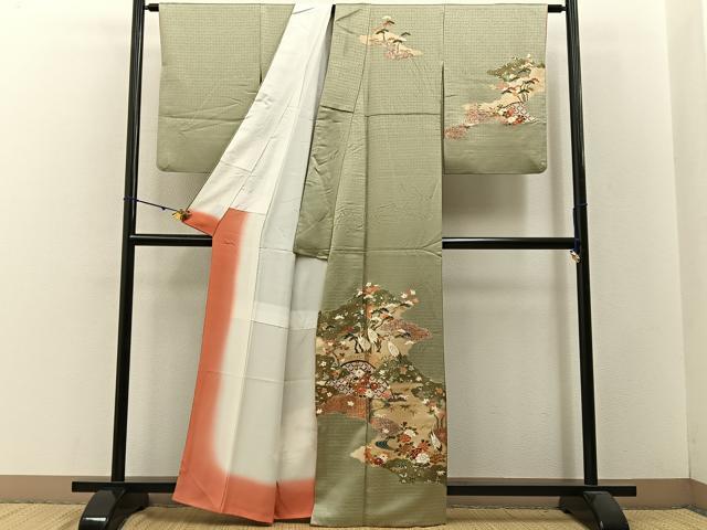 平和屋着物■訪問着 松竹梅 群鶴 金銀彩 正絹 逸品 BAAW5888hj
