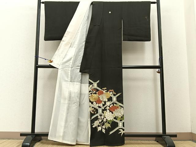 平和屋着物■豪華黒留袖 刺繍 蜀江花文 金彩 正絹 逸品 BAAW5896hj