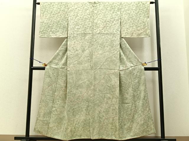 平和屋着物■上質な小紋 絞り 楓地紋 暈し染め 正絹 逸品 BAAW5900hj