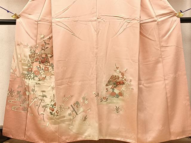 平和屋着物■訪問着 刺繍 冊子エ霞花文 暈し染め 金彩 鈴乃屋扱い 正絹 逸品 BAAW5910hj