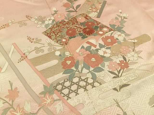 平和屋着物■訪問着 刺繍 冊子エ霞花文 暈し染め 金彩 鈴乃屋扱い 正絹 逸品 BAAW5910hj