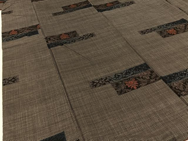平和屋着物●本場大島紬 7マルキ 横段更紗花文 やまと誂製 正絹 逸品 BAAW5922hj