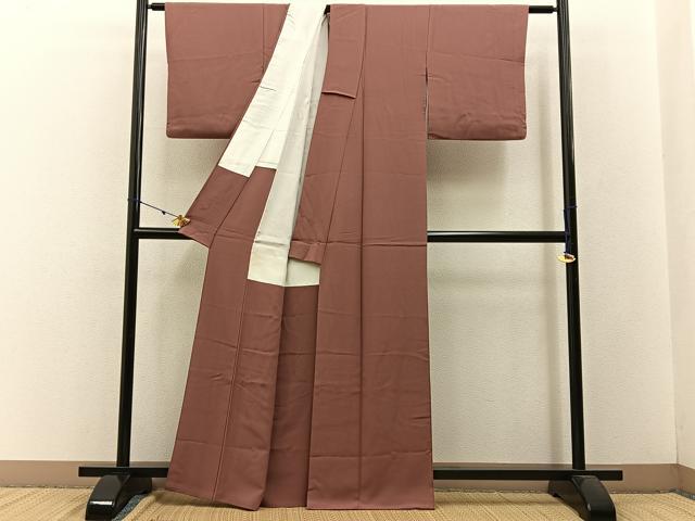 平和屋着物■上質な色無地 真赭色 正絹 逸品 BAAW5936hj