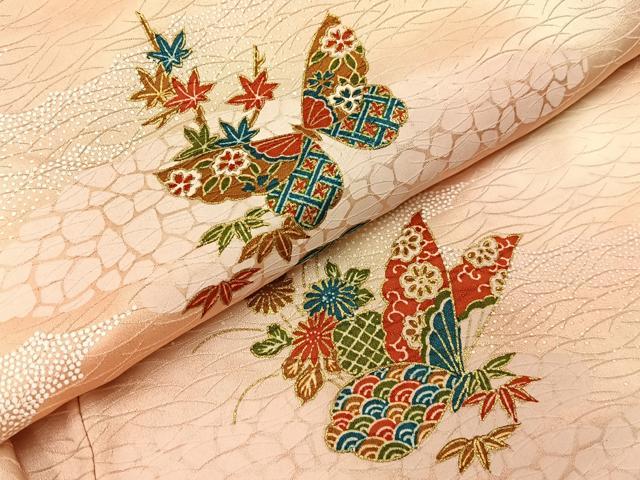 平和屋着物■上質な小紋 花蝶文 暈し染め 金彩 正絹 逸品 BAAW5942hj
