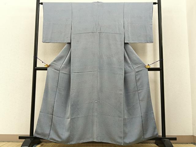 平和屋着物■上質な小紋 霞文 鬼しぼ縮緬 正絹 逸品 BAAW5956hj