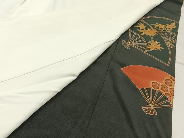 平和屋着物■豪華黒留袖 駒刺繍 扇面飛鶴花文 金彩 正絹 逸品 BAAW5963hj