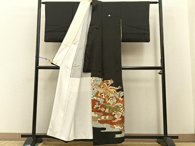 平和屋着物■豪華黒留袖 金糸刺繍 鳳凰有職花文 金彩 正絹 逸品 BAAW5975hj