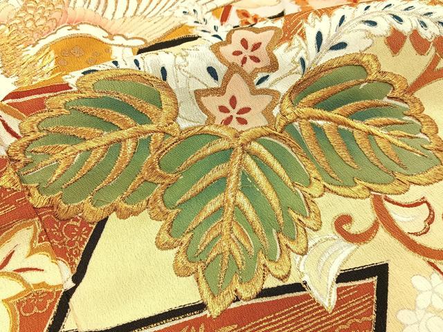 平和屋着物■豪華黒留袖 金糸刺繍 鳳凰有職花文 金彩 正絹 逸品 BAAW5975hj