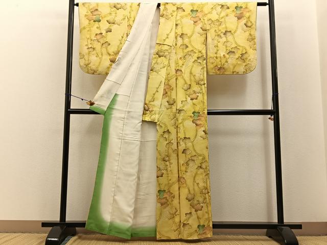 平和屋着物■上質な小紋 枝花文 金銀彩 正絹 逸品 BAAW5983hj