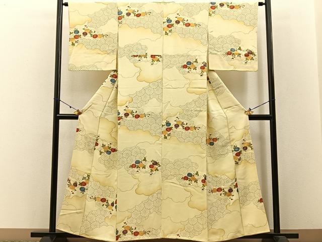 平和屋着物■上質な小紋 雲取菊文 金彩 正絹 逸品 BAAW5991hj