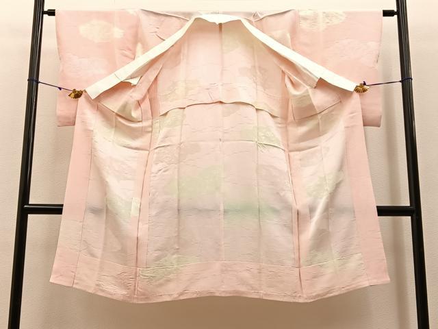 平和屋着物■長襦袢 無双仕立て 絞り 雲取椿地紋 正絹 逸品 BAAW5996hj