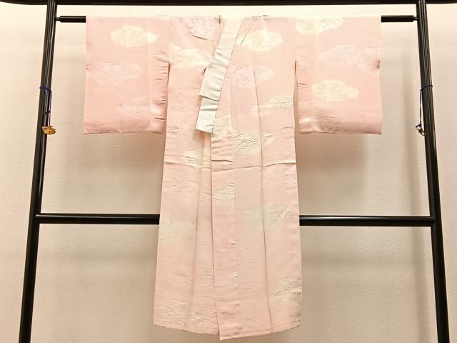 平和屋着物■長襦袢 無双仕立て 絞り 雲取椿地紋 正絹 逸品 BAAW5996hj