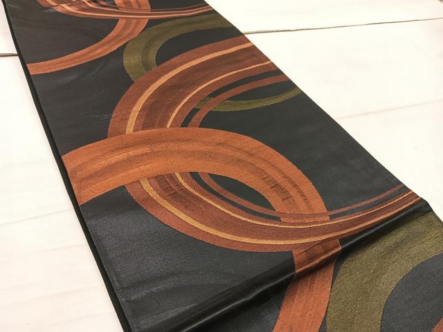 平和屋着物◎六通柄袋帯 幾何学文 金糸 引箔 正絹 逸品 BAAW6001mz