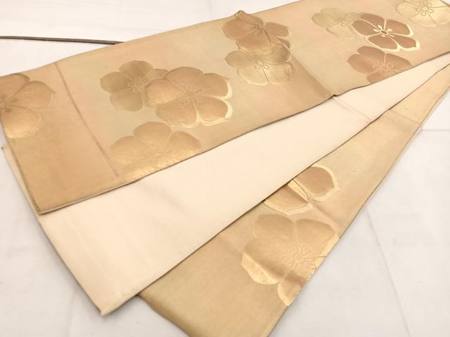 平和屋着物◎六通柄袋帯 梅 金糸 正絹 逸品 BAAW6041mz