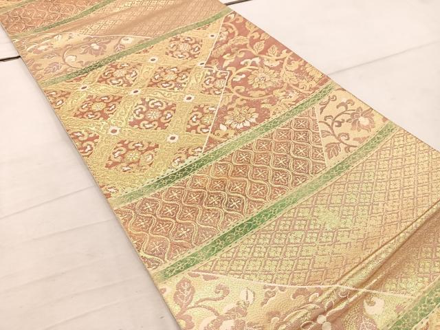 平和屋着物◎六通柄袋帯 花唐草文 金糸 正絹 逸品 BAAW6065mz