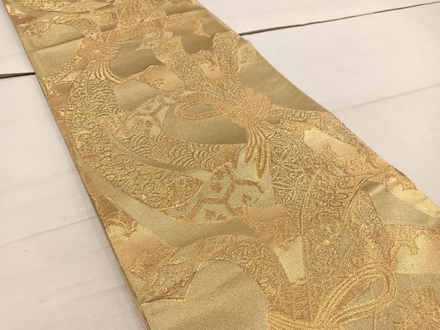平和屋着物◎六通柄袋帯 束ね熨斗花文 金糸 正絹 逸品 BAAW6072mz