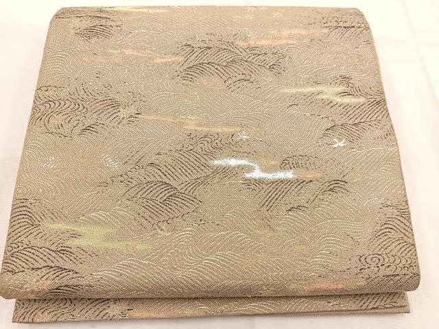 平和屋着物◎六通柄 京袋帯 本袋帯 立波花鳥文 金銀糸 正絹 逸品 BAAW6082mz