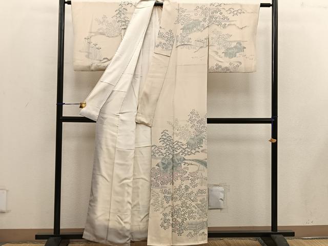 平和屋着物■訪問着 風景文 鬼しぼ縮緬 正絹 逸品 BAAW6088mz