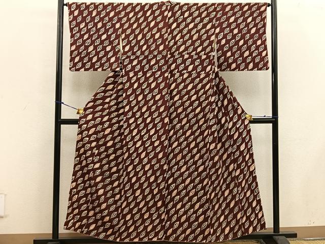 平和屋着物■上質な小紋 ろうけつ染め 草葉文 正絹 逸品 BAAW6099mz