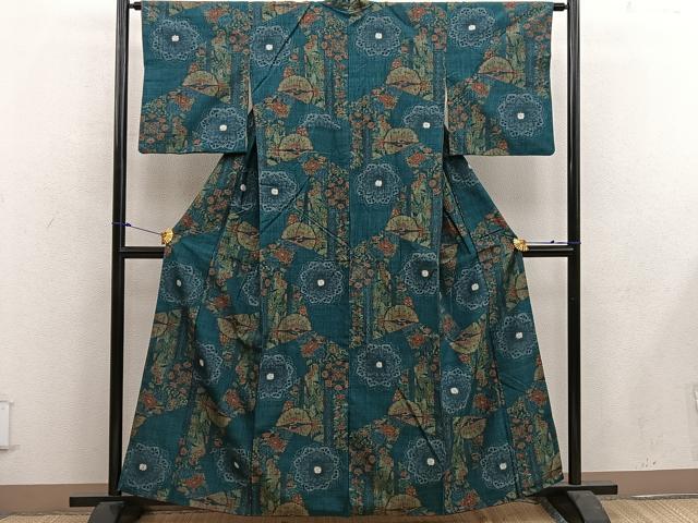 平和屋着物■上質な紬 飛鶴花文 正絹 逸品 BAAW6104mz