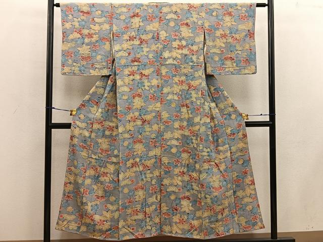 平和屋着物■上質な小紋 一珍染め 梅松文 正絹 逸品 BAAW6107mz