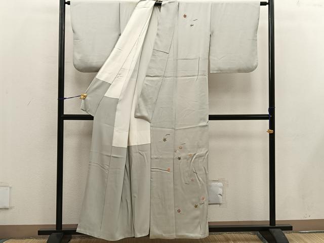 平和屋着物■訪問着 駒刺繍 吹き寄せ文 正絹 逸品 BAAW6137mz
