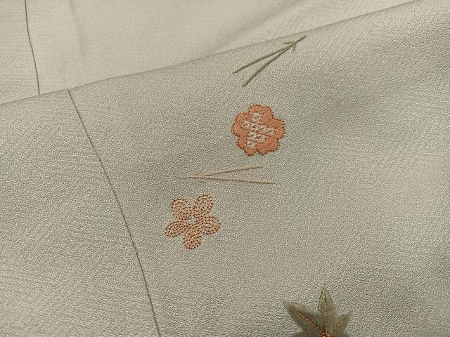 平和屋着物■訪問着 駒刺繍 吹き寄せ文 正絹 逸品 BAAW6137mz