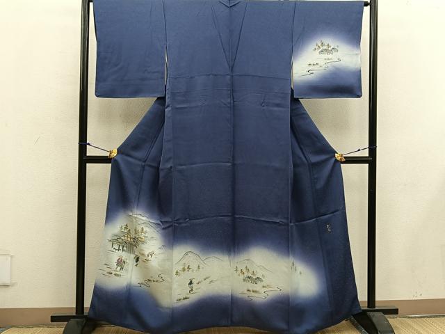 平和屋着物■訪問着 作家物 人物風景文 暈し染め 正絹 逸品 BAAW6139mz