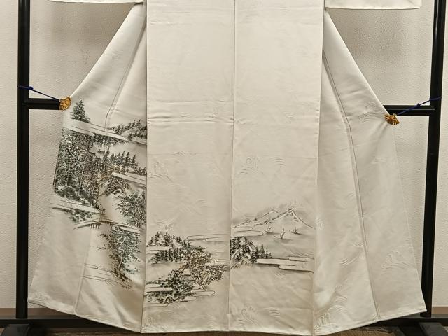 平和屋着物■訪問着 手描き 樹林風景文 正絹 逸品 未使用 BAAW6148mz