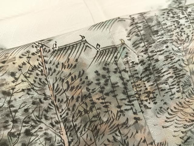 平和屋着物■訪問着 手描き 樹林風景文 正絹 逸品 未使用 BAAW6148mz