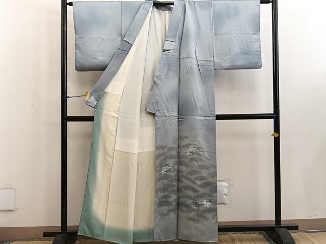 平和屋着物■訪問着 刺繍 立波文 正絹 逸品 BAAW6162mz