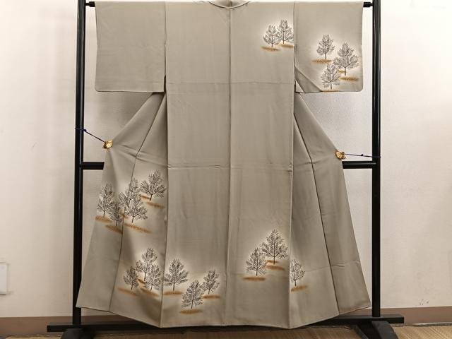 平和屋着物■訪問着 枝葉文 暈し染め 金彩 正絹 逸品 BAAW6164mz
