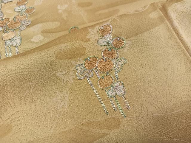 平和屋着物■上質な小紋 駒刺繍 花車文 暈し染め 正絹 逸品 BAAW6186mz