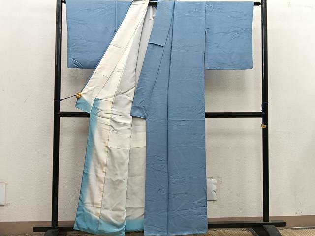 平和屋着物■上質な色無地 草葉地紋 水浅葱色 正絹 逸品 BAAW6196mz