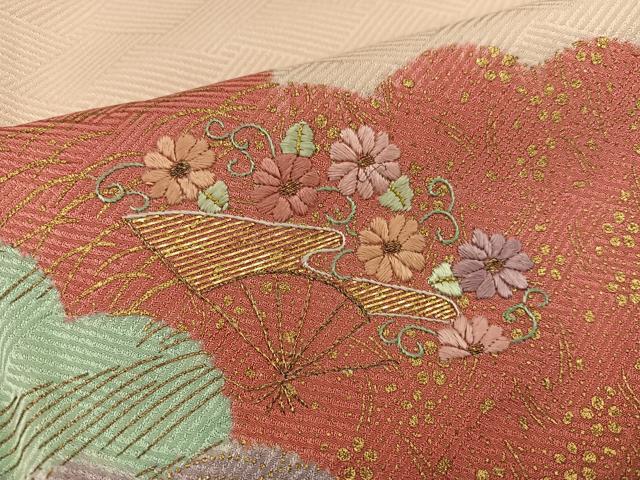 平和屋着物■訪問着 刺繍 文箱菊花文 金銀彩 正絹 逸品 BAAW6205mz