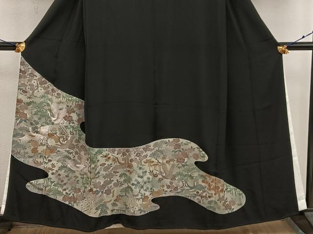 平和屋着物■豪華黒留袖 刺繍 飛鶴花文 金彩 正絹 逸品 BAAW6209mz
