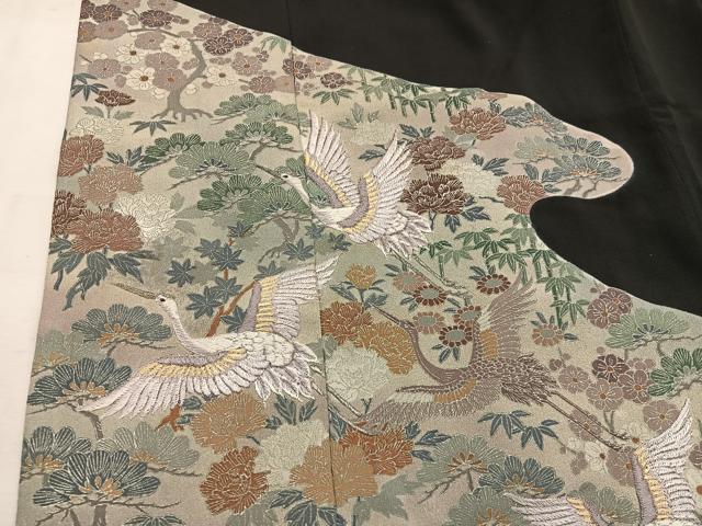 平和屋着物■豪華黒留袖 刺繍 飛鶴花文 金彩 正絹 逸品 BAAW6209mz