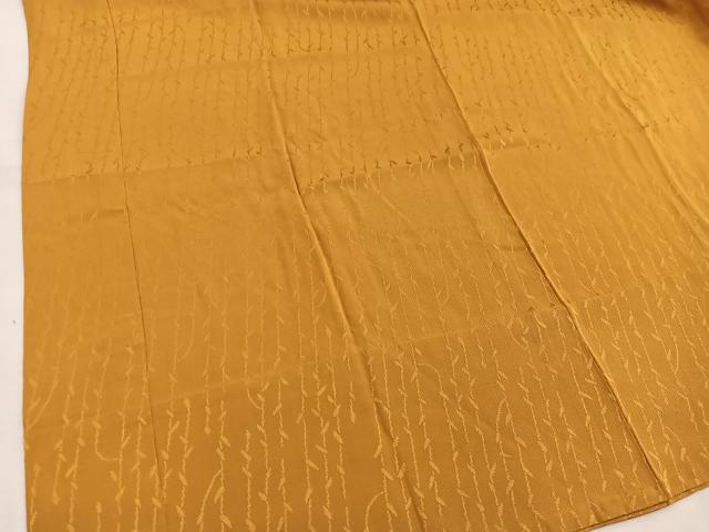 平和屋着物●振袖用長襦袢 無双仕立て 草葉地紋 黄朽葉色 半衿刺繍 正絹 逸品 BAAW6213mz