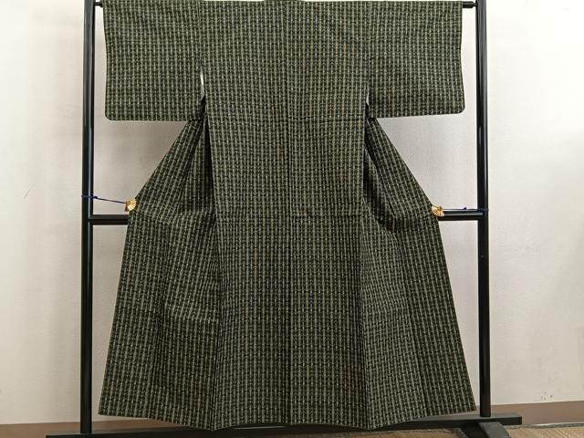 平和屋着物■本場村山大島紬 草葉文 正絹 逸品 BAAW6216mz