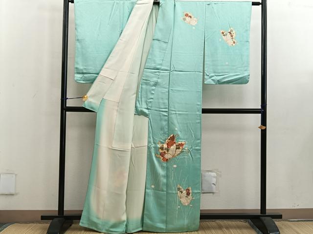 平和屋着物■訪問着 駒刺繍 舞蝶花文 金彩 正絹 逸品 BAAW6239mz