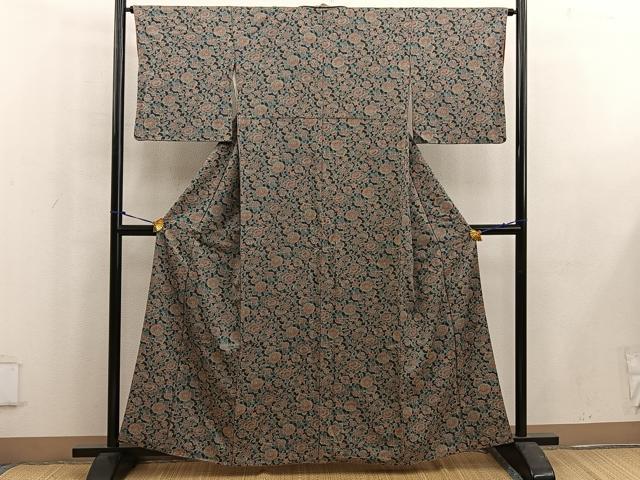 平和屋着物■上質な小紋 更紗花文 正絹 逸品 BAAW6247mz