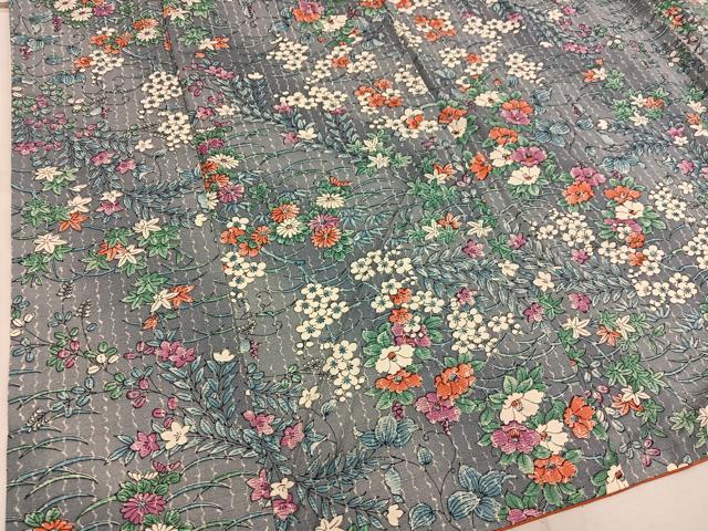 平和屋着物■上質な小紋 紬地 菊花文 正絹 逸品 BAAW6262mz