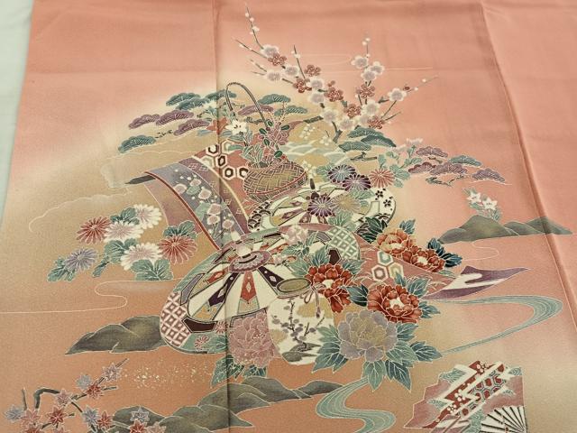 平和屋着物■訪問着 陶器花文 暈し染め 金彩 正絹 逸品 BAAW6283mz