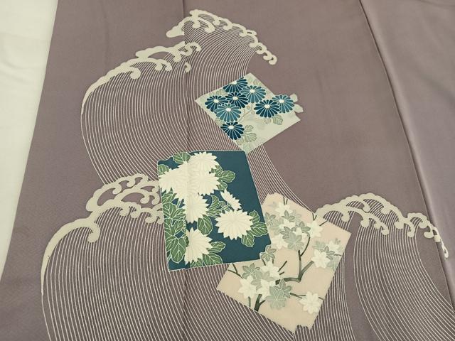 平和屋着物■訪問着 立波菊花文 正絹 逸品 BAAW6293mz