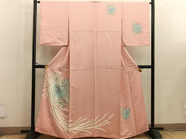 平和屋着物■訪問着 刺繍 牡丹花文 暈し染め 正絹 逸品 BAAW6298mz